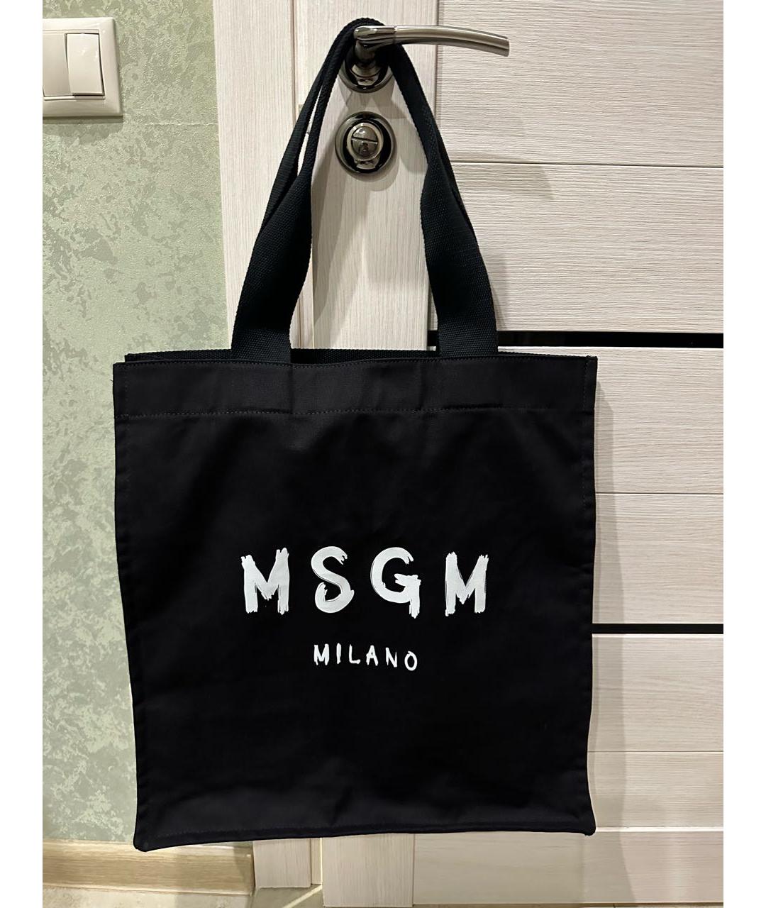MSGM Черная хлопковая сумка тоут, фото 8