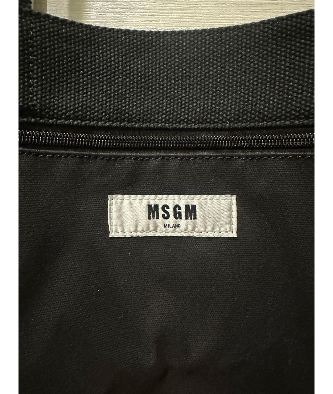 MSGM Черная хлопковая сумка тоут, фото 6