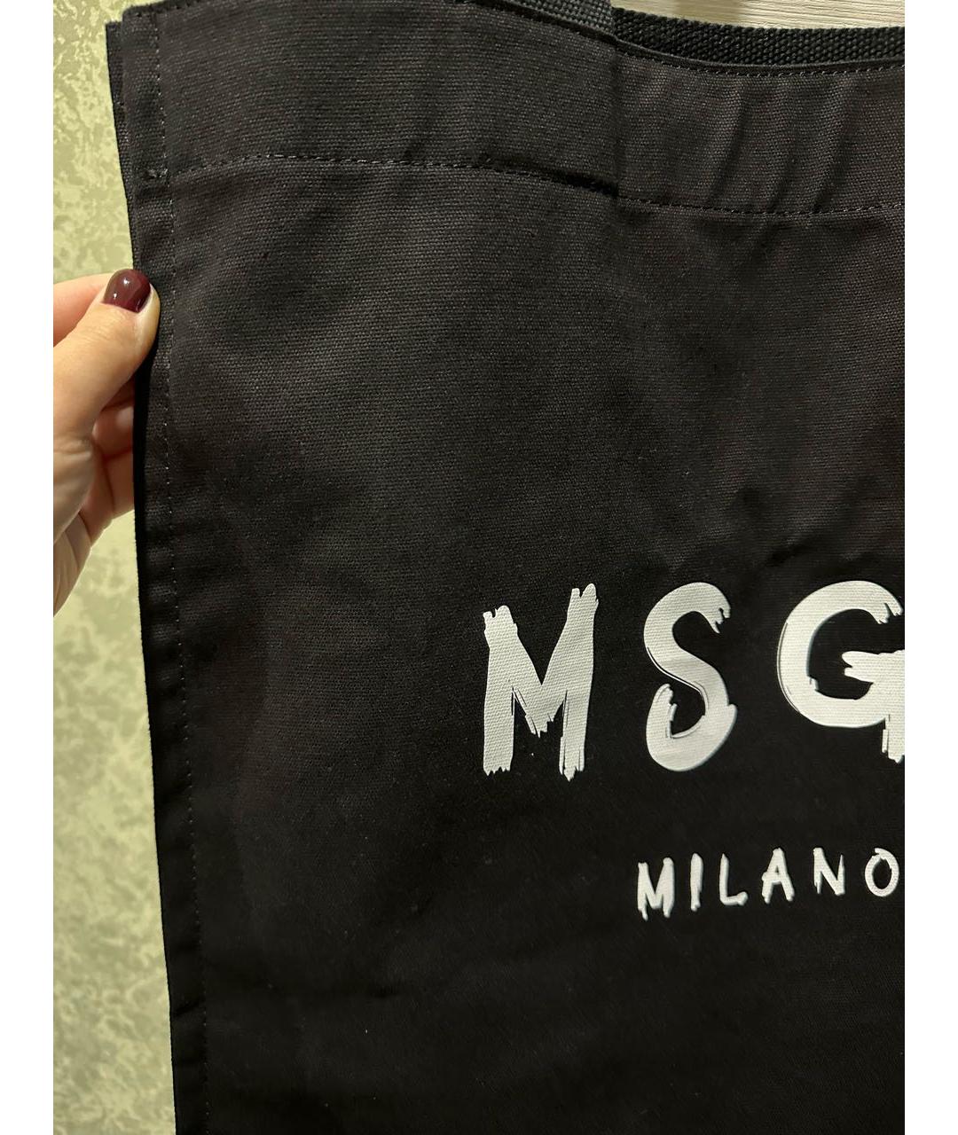 MSGM Черная хлопковая сумка тоут, фото 5