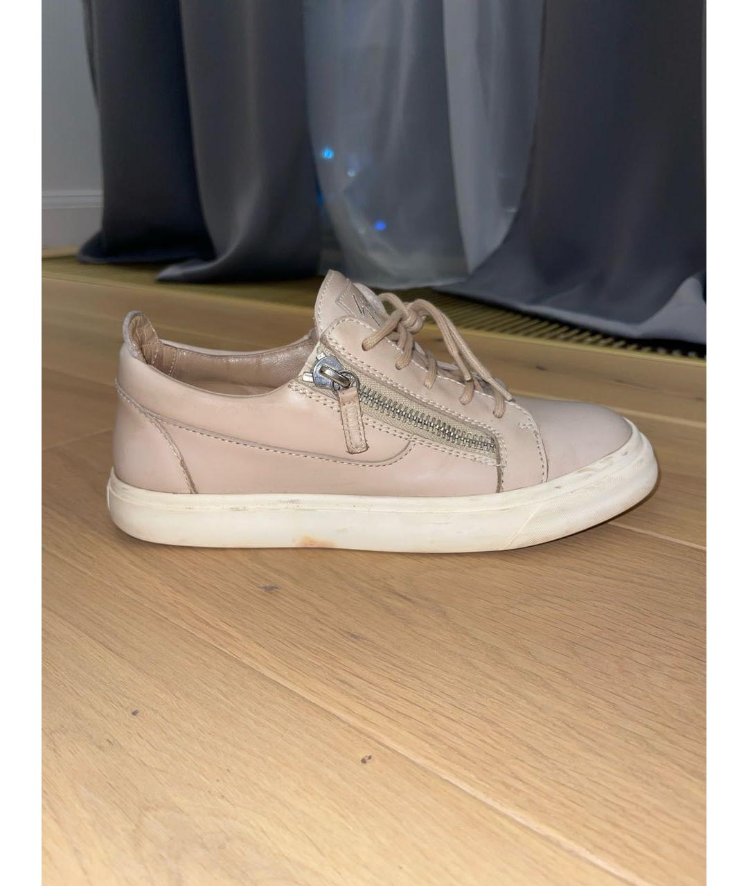 GIUSEPPE ZANOTTI DESIGN Бежевые кожаные кеды, фото 5