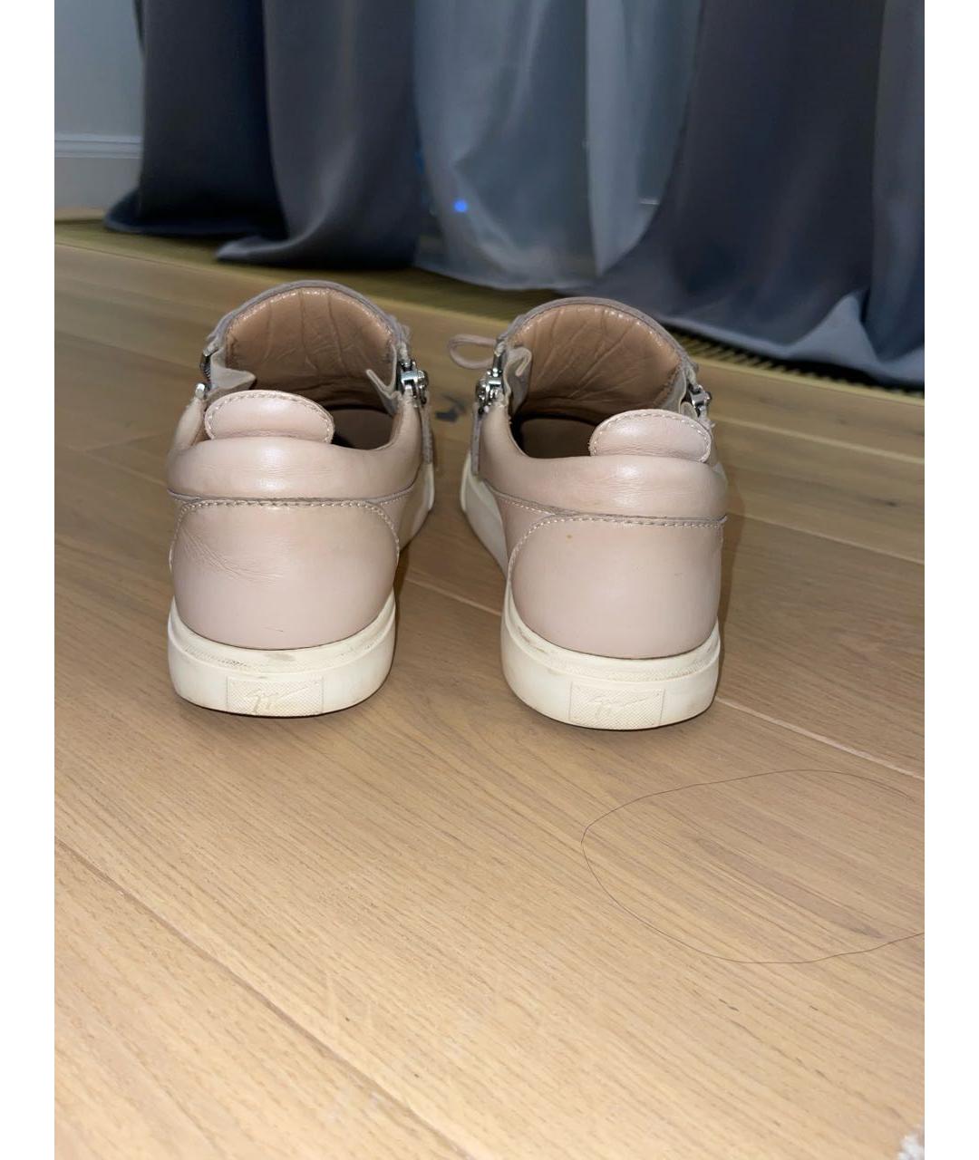 GIUSEPPE ZANOTTI DESIGN Бежевые кожаные кеды, фото 4
