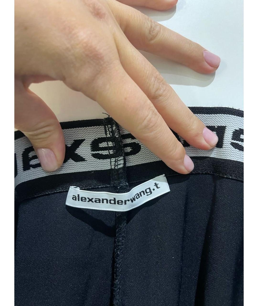 T BY ALEXANDER WANG Черные синтетические брюки узкие, фото 3
