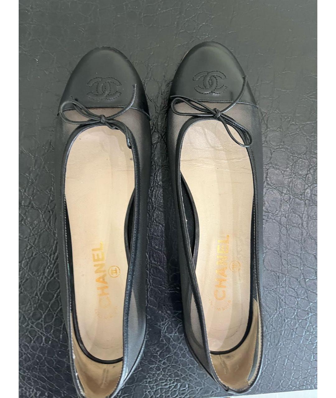 CHANEL Черные кожаные балетки, фото 3