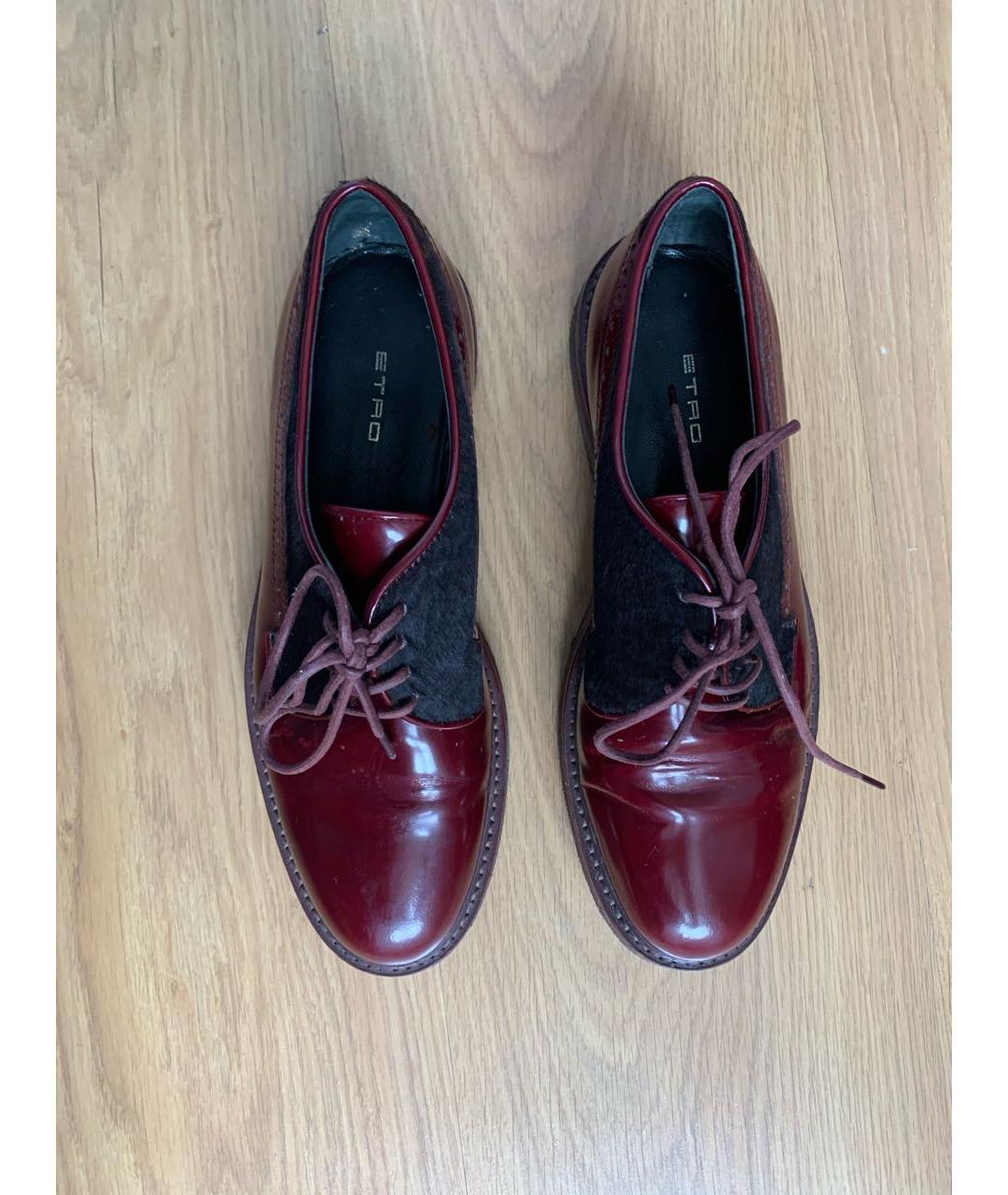 ETRO Бордовые кожаные ботинки, фото 2