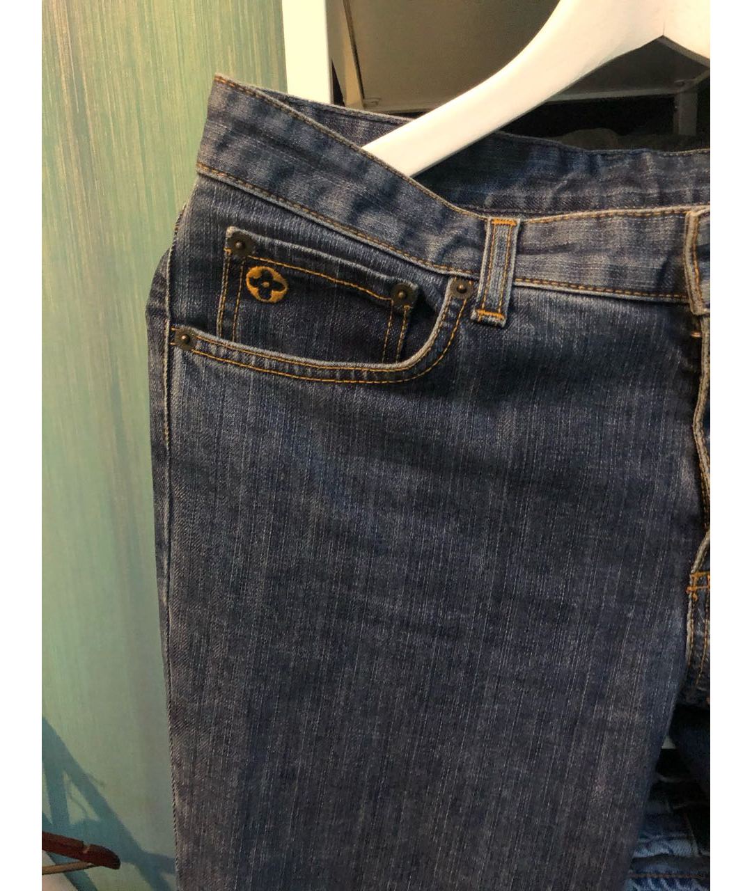 LOUIS VUITTON PRE-OWNED Синие хлопковые джинсы клеш, фото 3