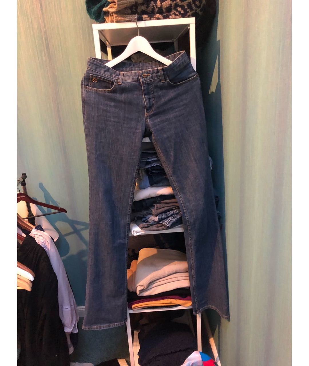 LOUIS VUITTON PRE-OWNED Синие хлопковые джинсы клеш, фото 5