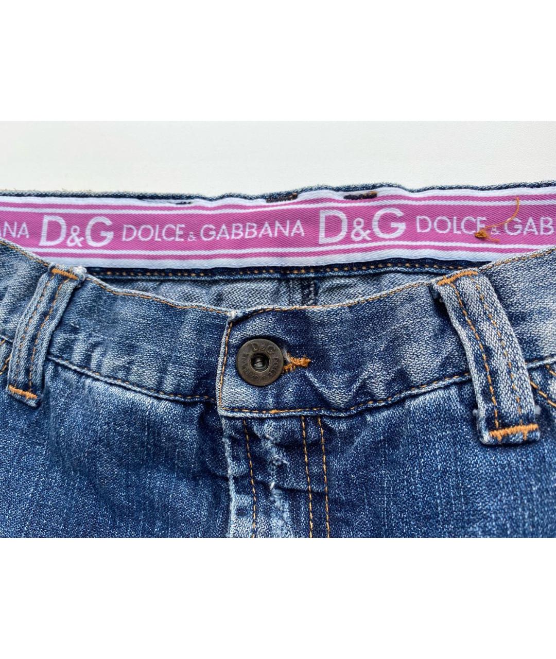 DOLCE & GABBANA VINTAGE Синяя хлопковая юбка мини, фото 3