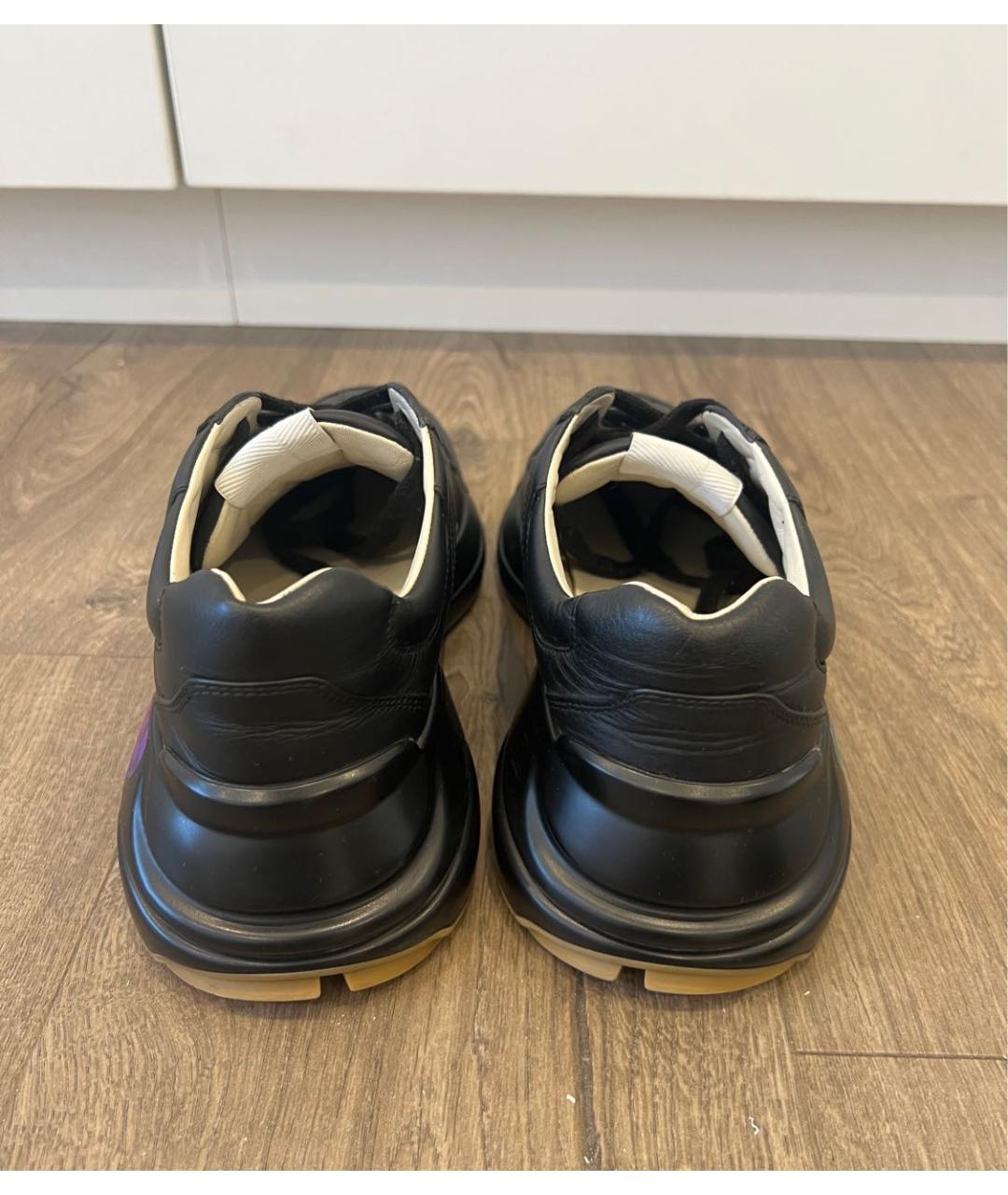 GUCCI Черные кожаные кроссовки, фото 4