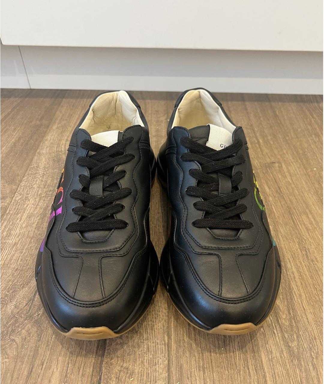 GUCCI Черные кожаные кроссовки, фото 2