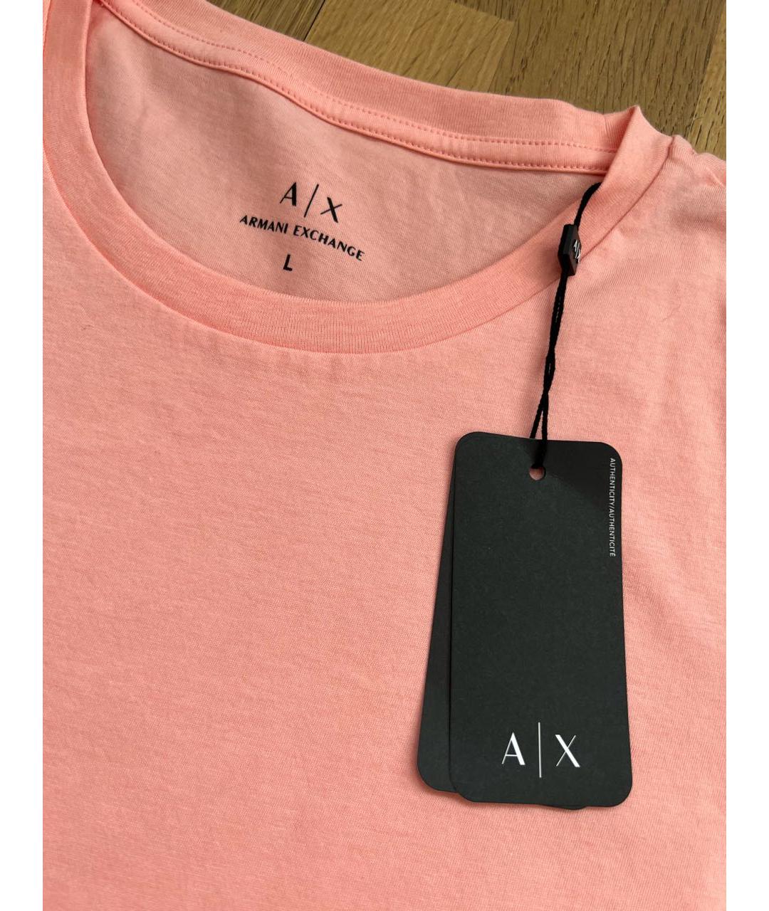 ARMANI EXCHANGE Розовая хлопковая футболка, фото 2