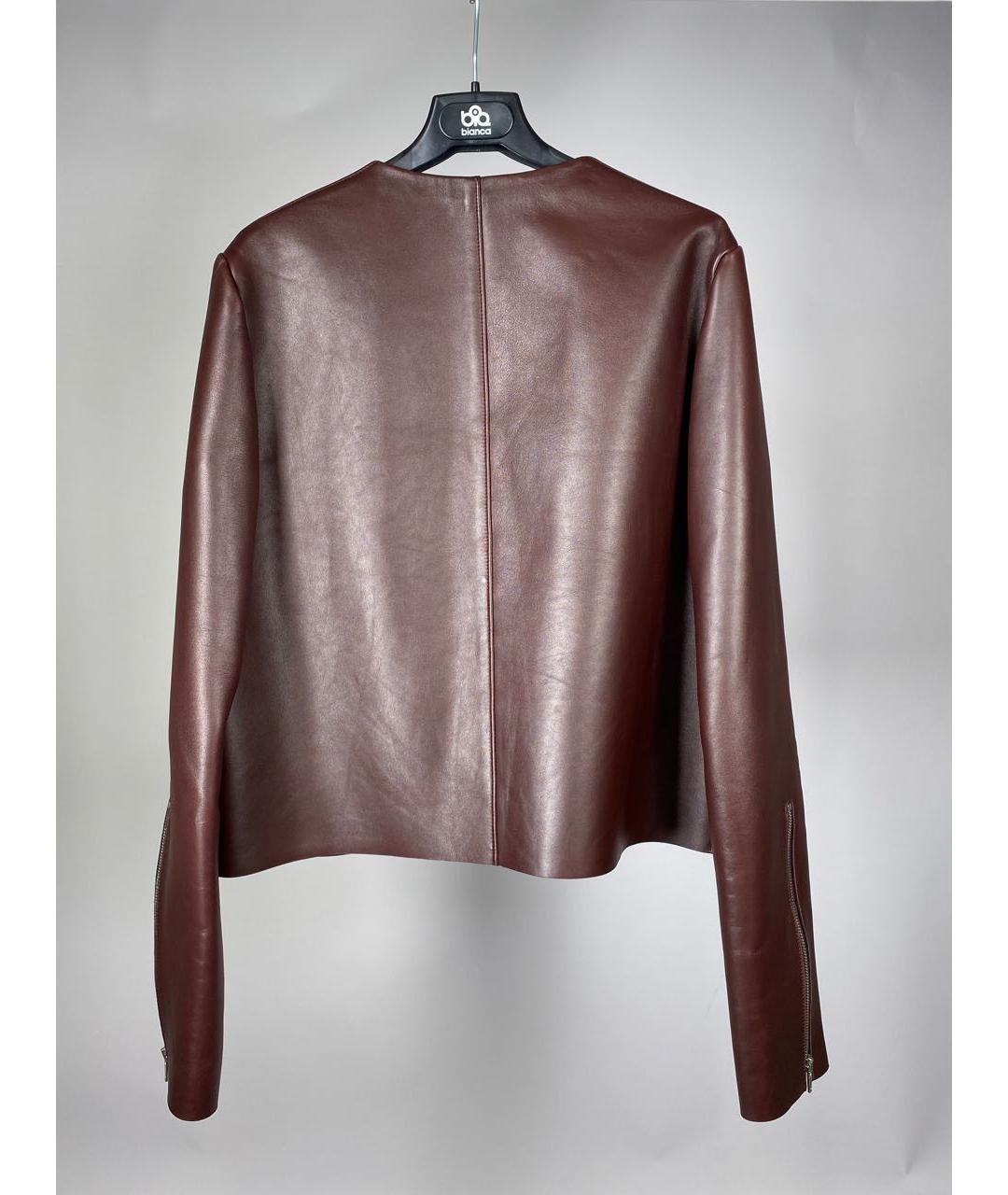 CELINE Бордовая кожаная куртка, фото 2