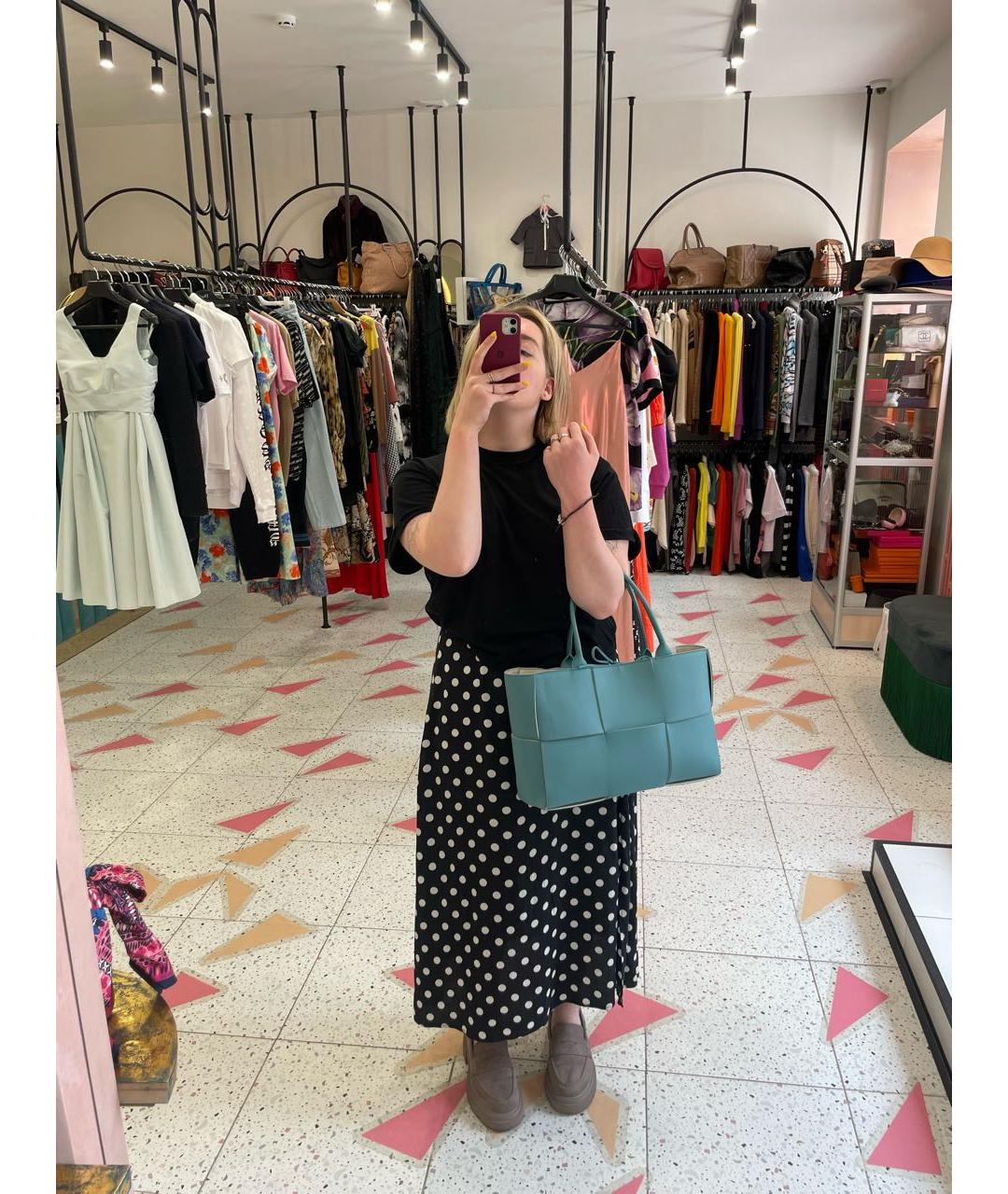 BOTTEGA VENETA Голубая кожаная сумка тоут, фото 7