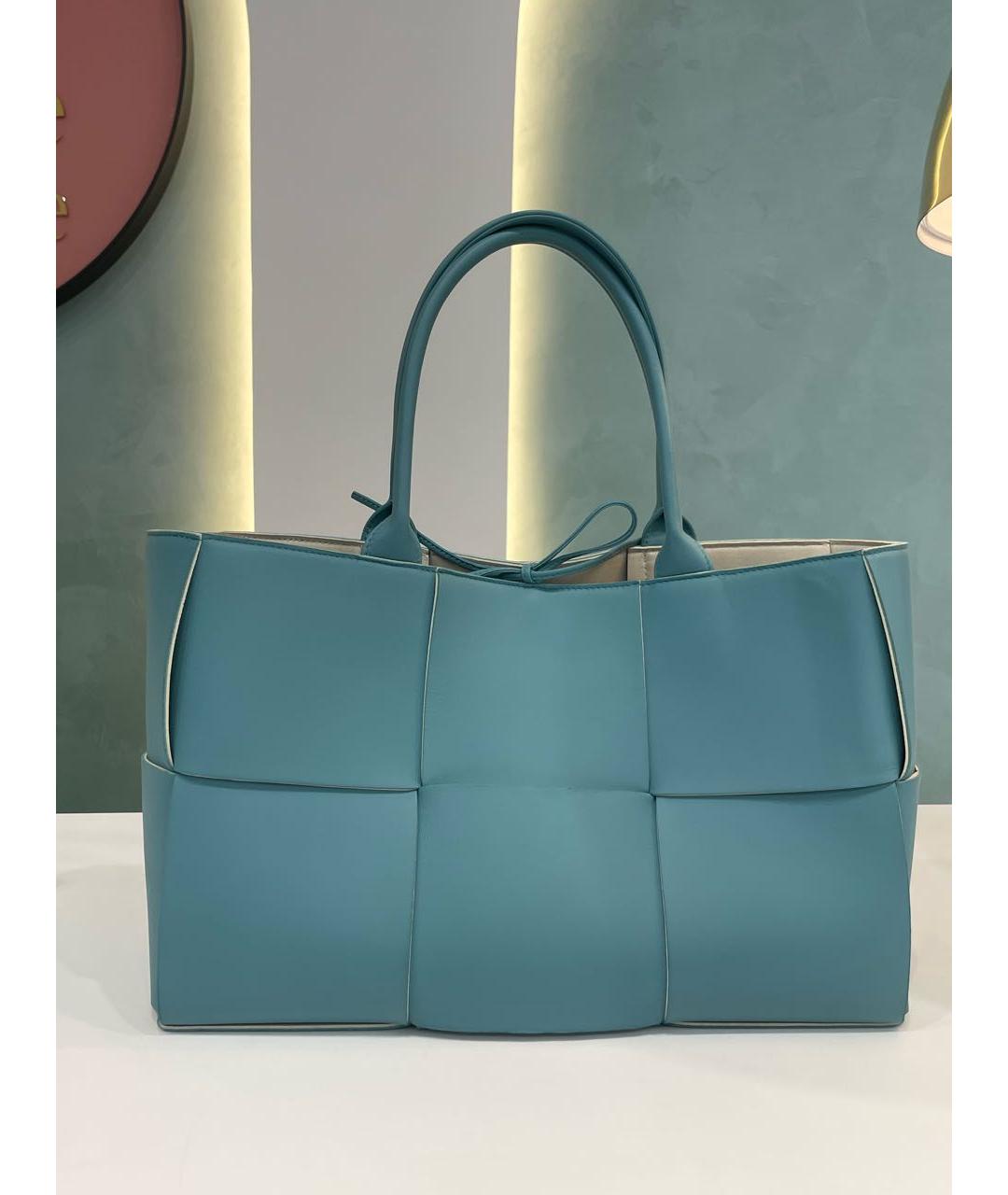 BOTTEGA VENETA Голубая кожаная сумка тоут, фото 9