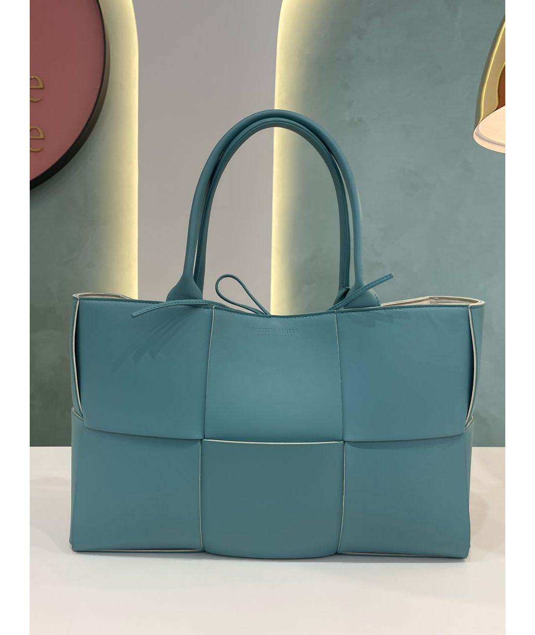 BOTTEGA VENETA Голубая кожаная сумка тоут, фото 5