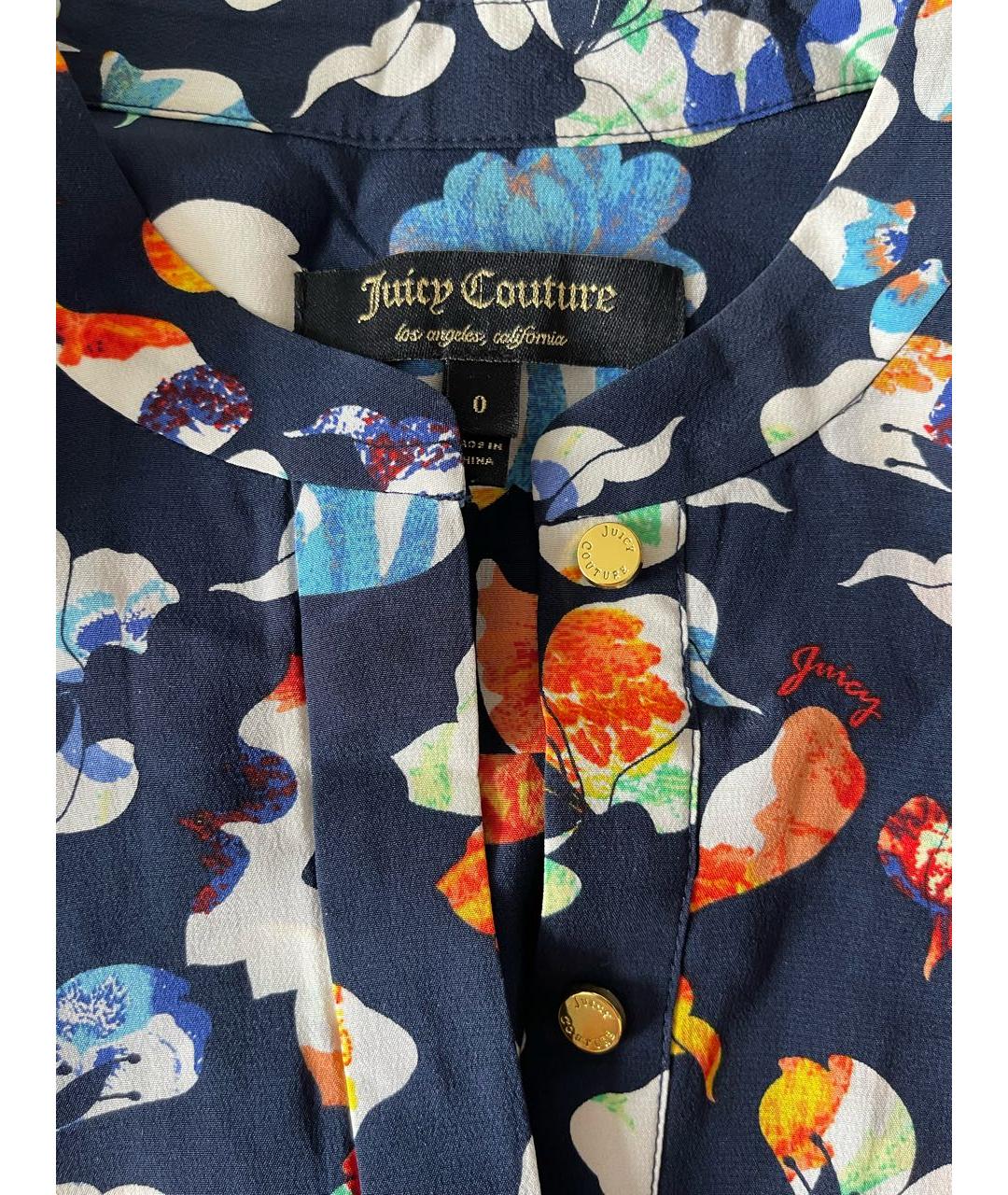 JUICY COUTURE Темно-синее шелковое повседневное платье, фото 2