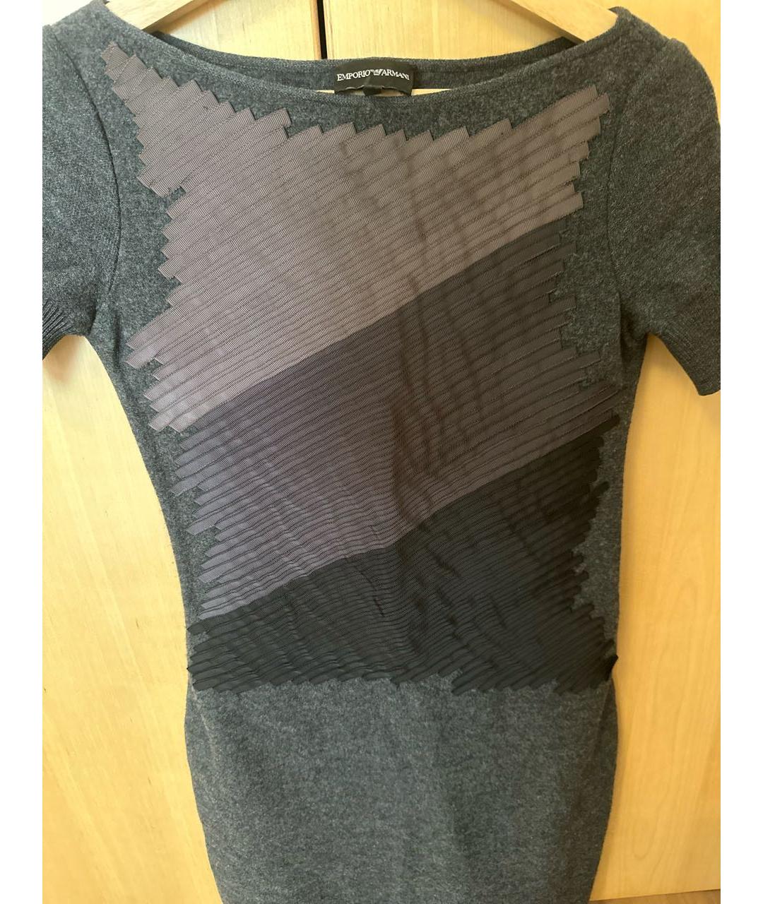 EMPORIO ARMANI Антрацитовое шерстяное повседневное платье, фото 4
