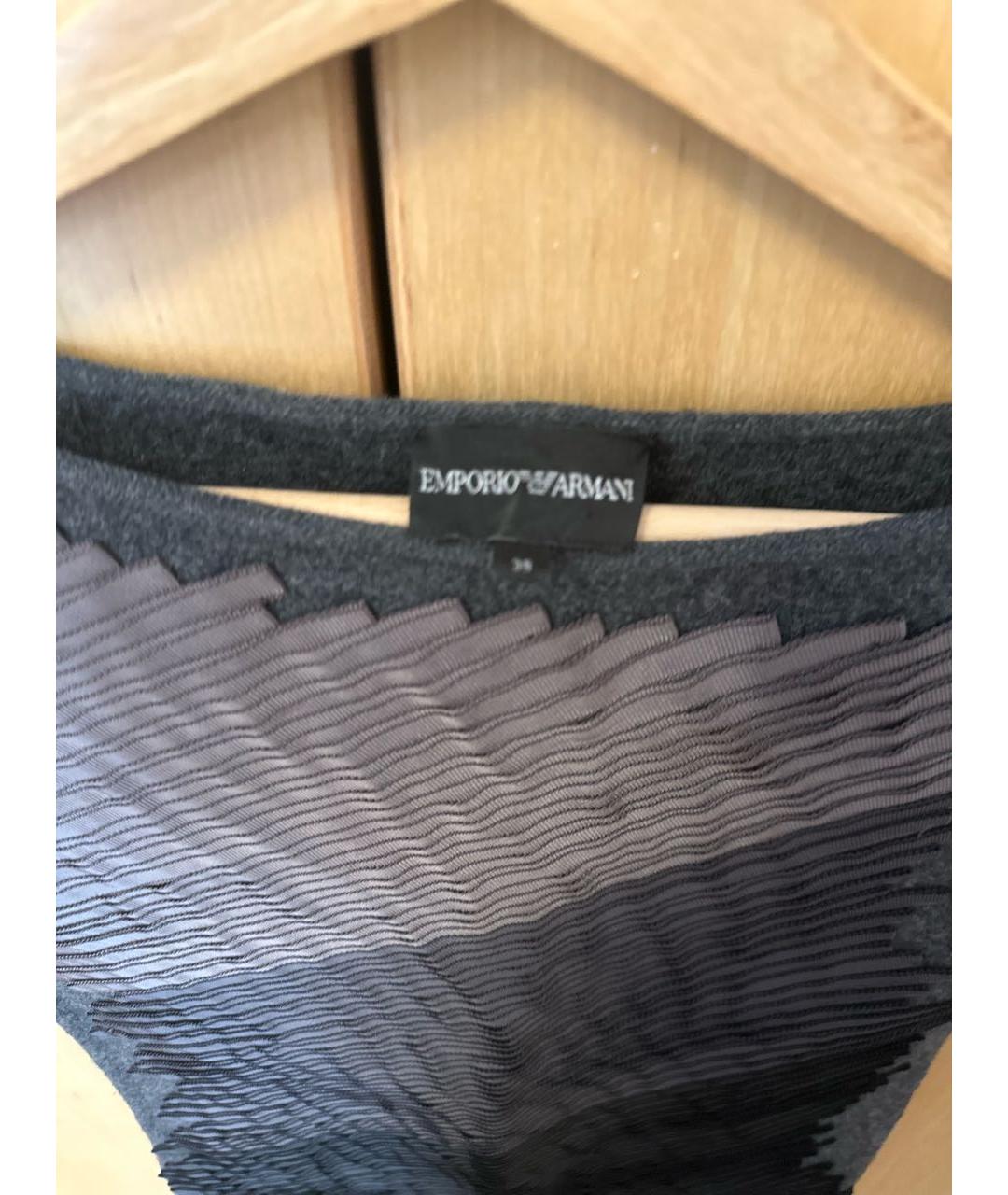 EMPORIO ARMANI Антрацитовое шерстяное повседневное платье, фото 3