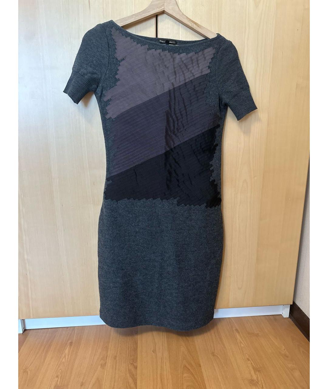EMPORIO ARMANI Антрацитовое шерстяное повседневное платье, фото 5