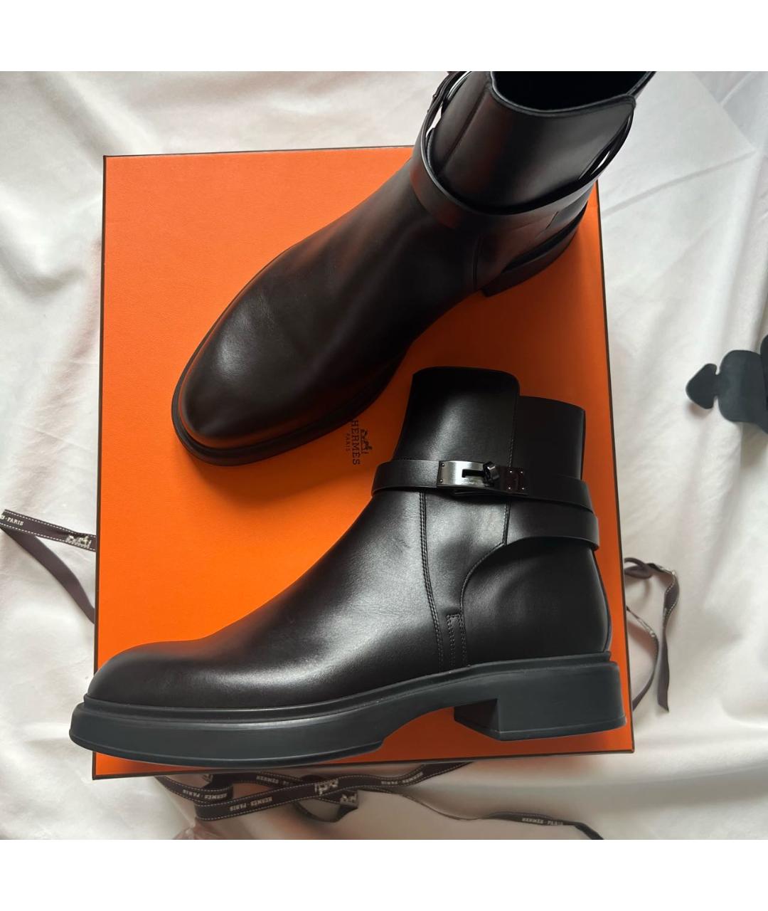 HERMES PRE-OWNED Черные кожаные высокие ботинки, фото 3