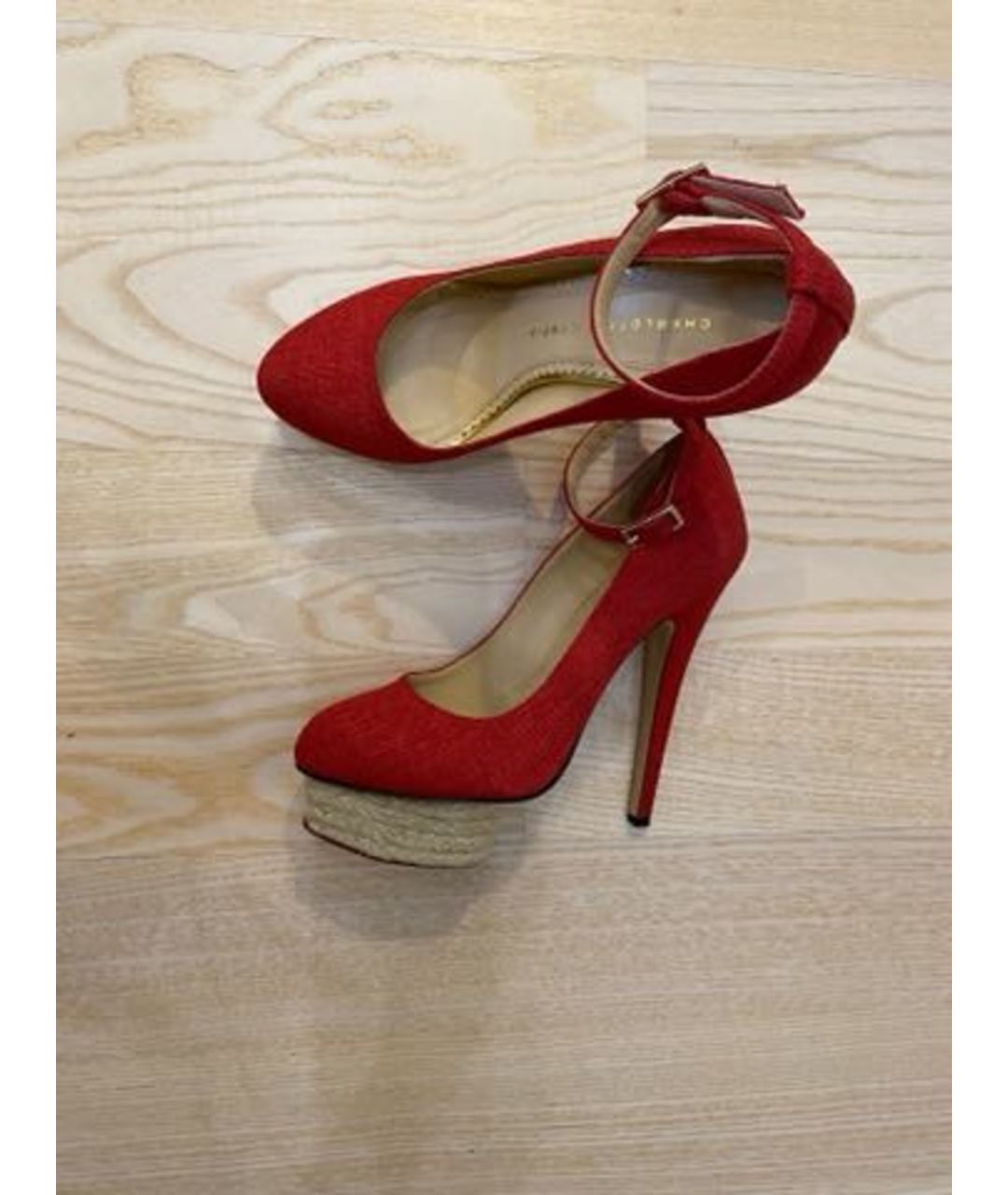 CHARLOTTE OLYMPIA Красные текстильные туфли, фото 9