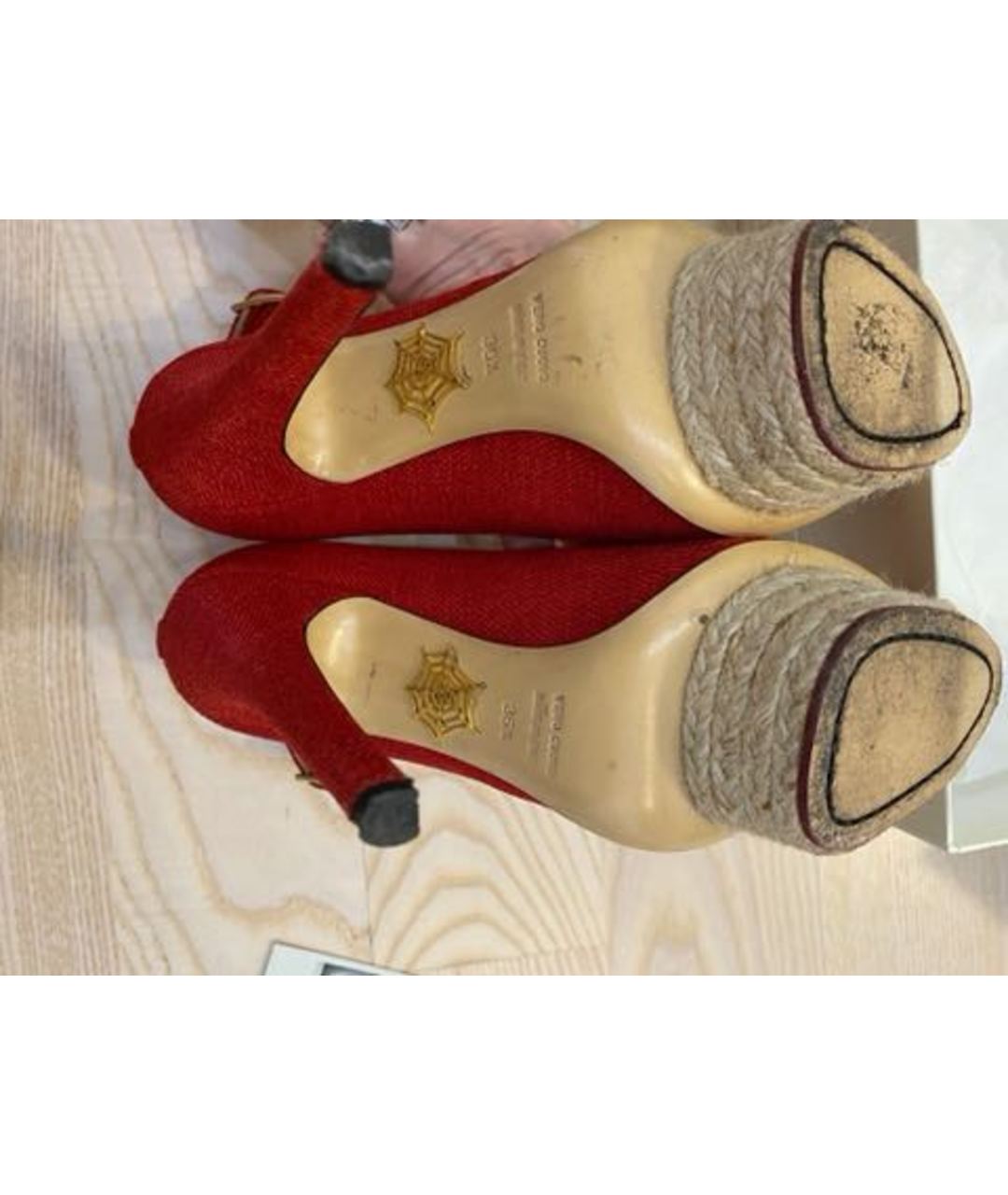 CHARLOTTE OLYMPIA Красные текстильные туфли, фото 4