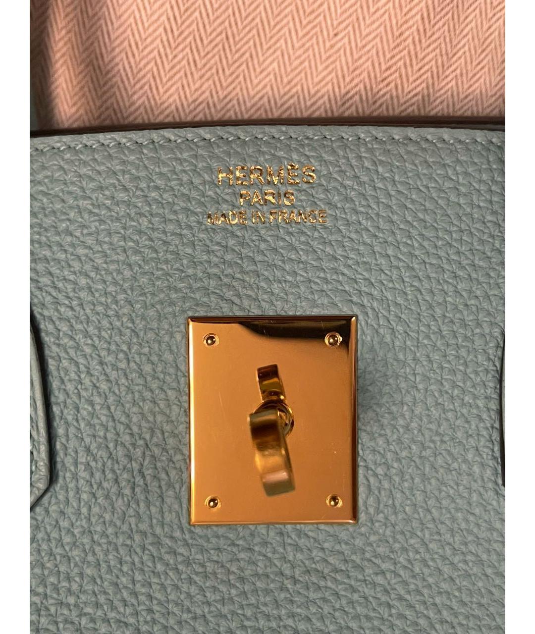 HERMES Бирюзовая кожаная сумка с короткими ручками, фото 7