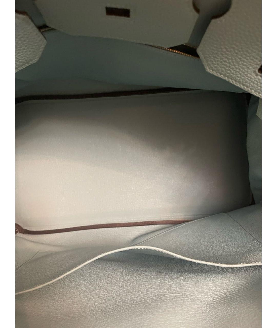 HERMES Бирюзовая кожаная сумка с короткими ручками, фото 8