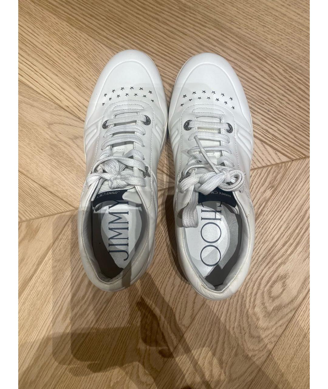JIMMY CHOO Белые кожаные кеды, фото 3