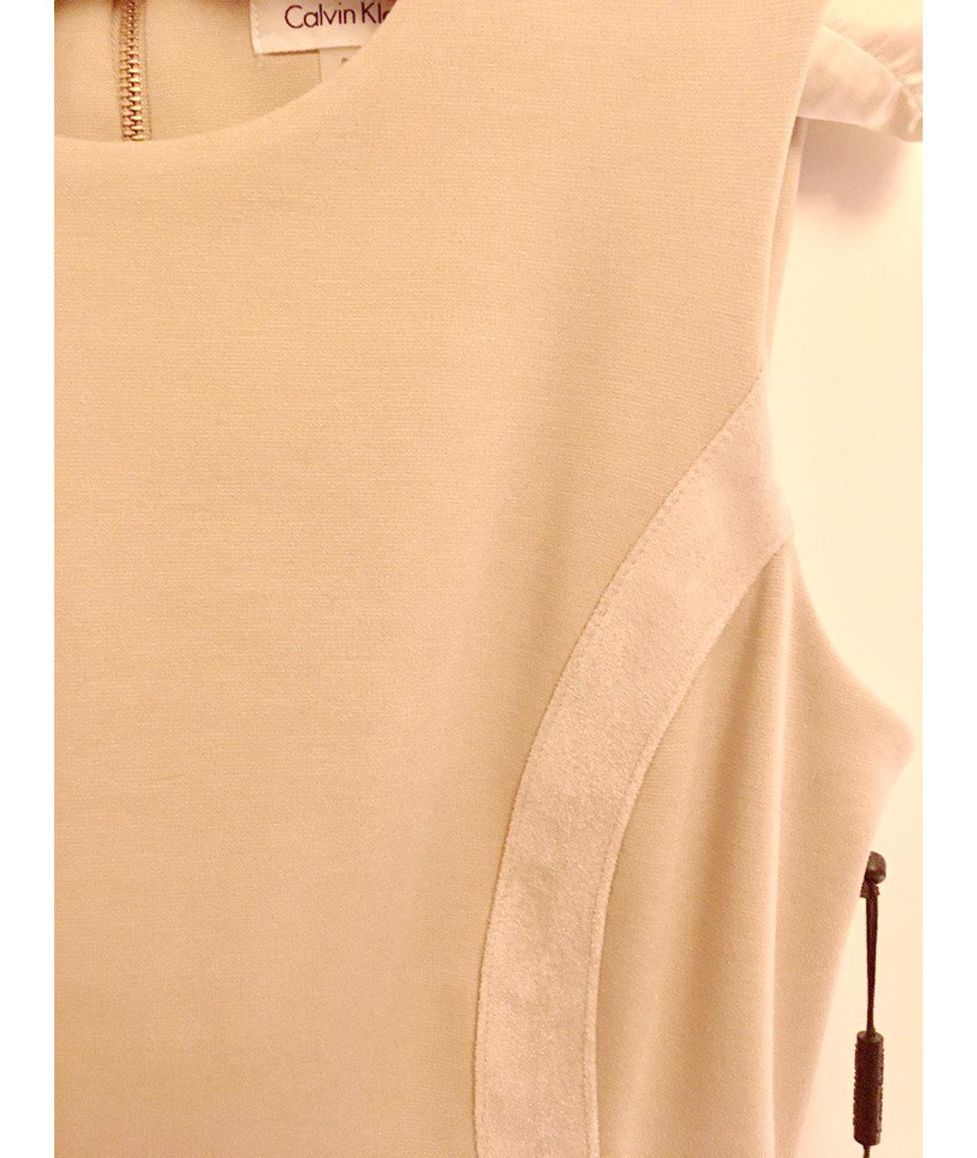 CALVIN KLEIN Бежевое полиэстеровое повседневное платье, фото 6