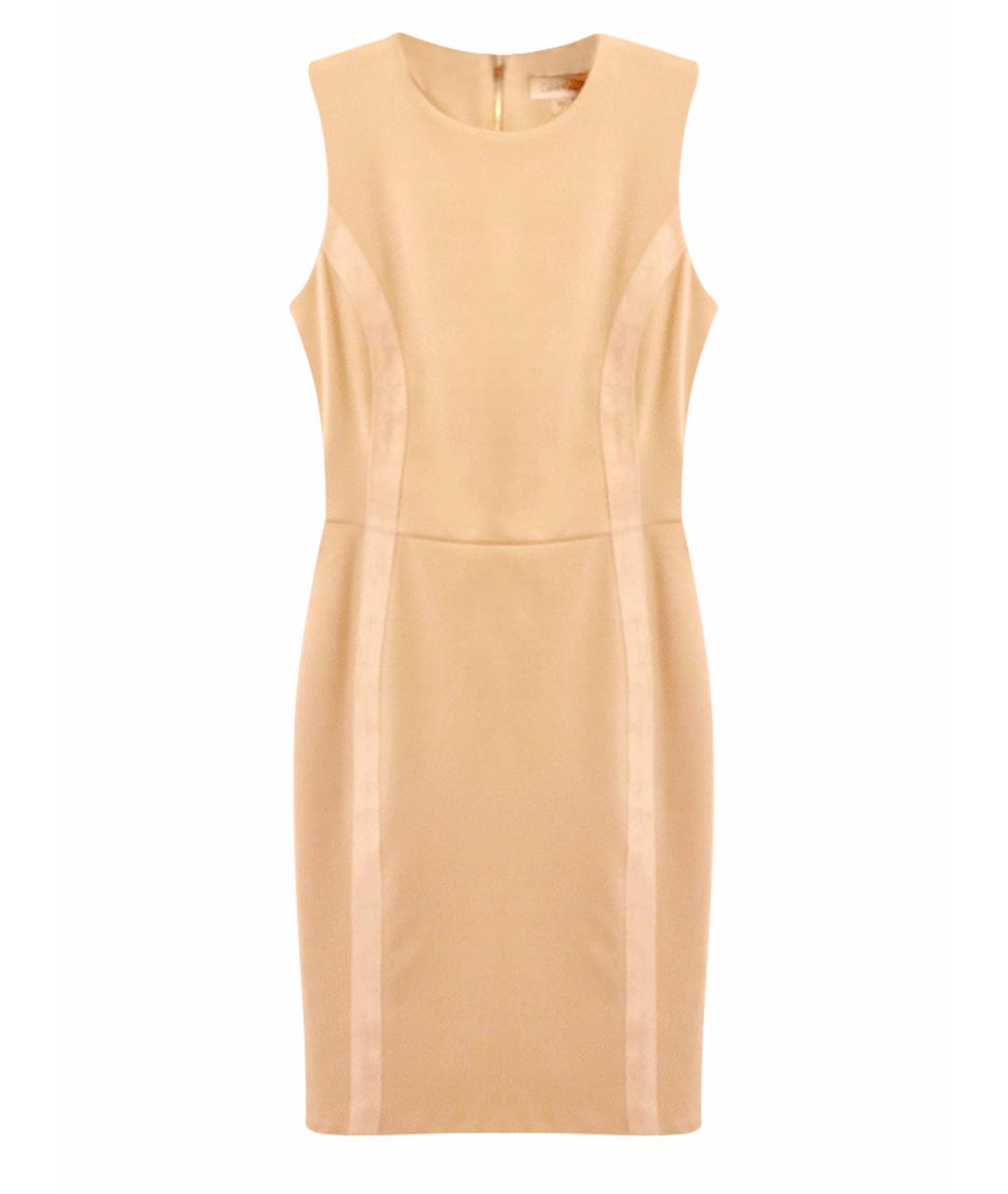 CALVIN KLEIN Бежевое полиэстеровое повседневное платье, фото 9