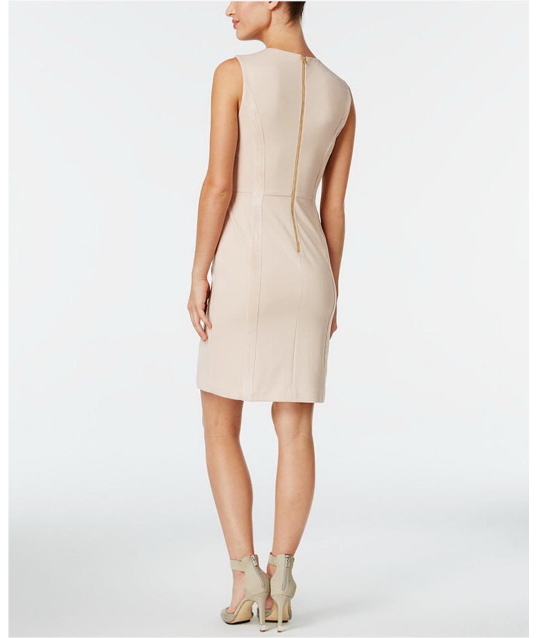 CALVIN KLEIN Бежевое полиэстеровое повседневное платье, фото 2