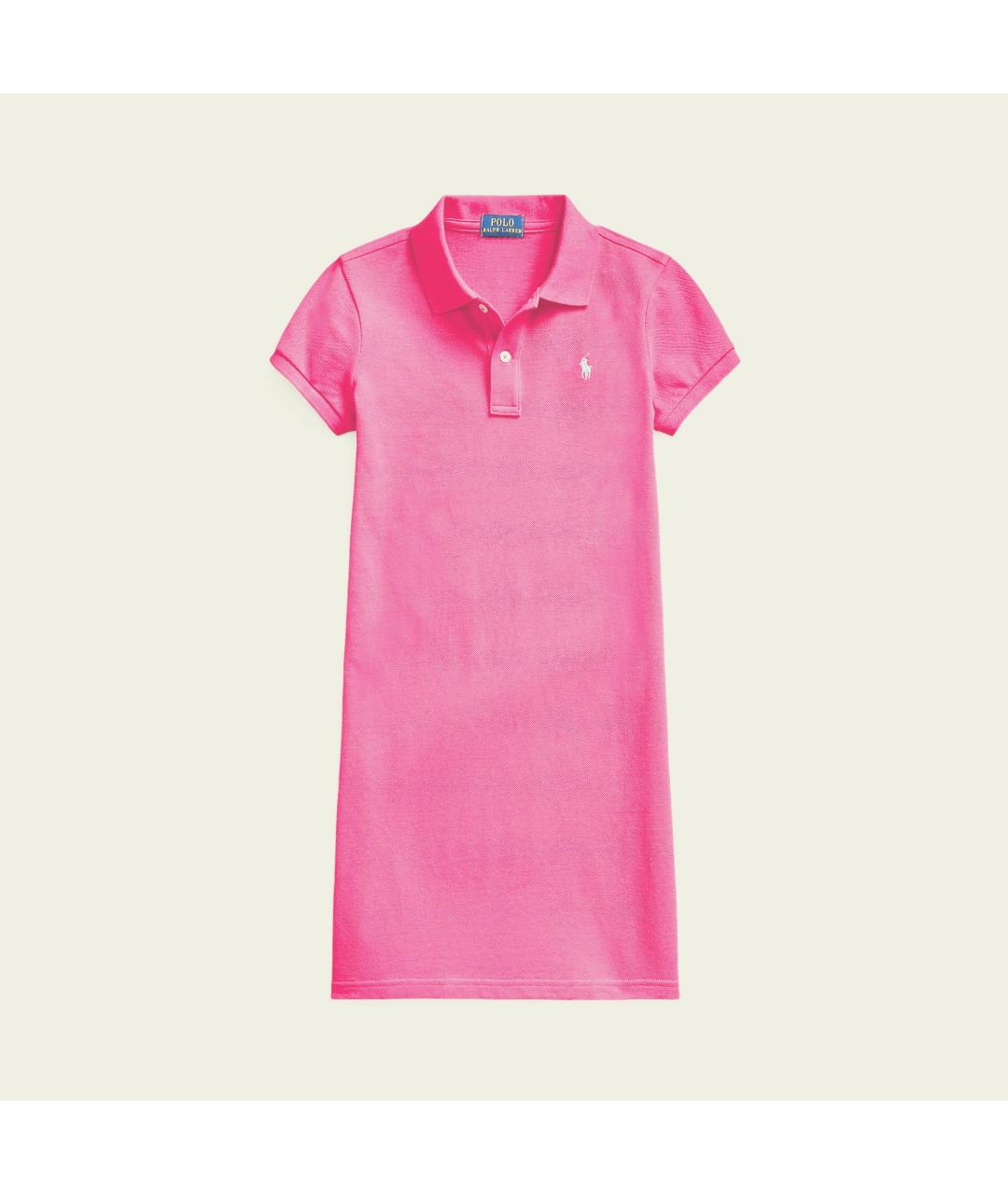 POLO RALPH LAUREN Розовое хлопковое повседневное платье, фото 4