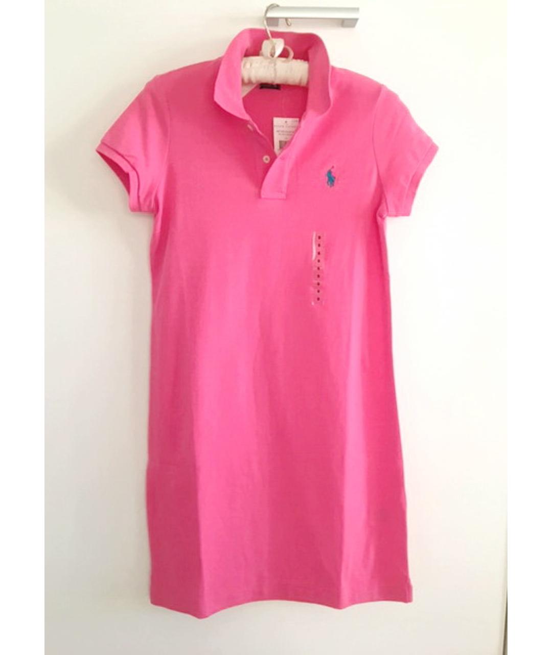 POLO RALPH LAUREN Розовое хлопковое повседневное платье, фото 5