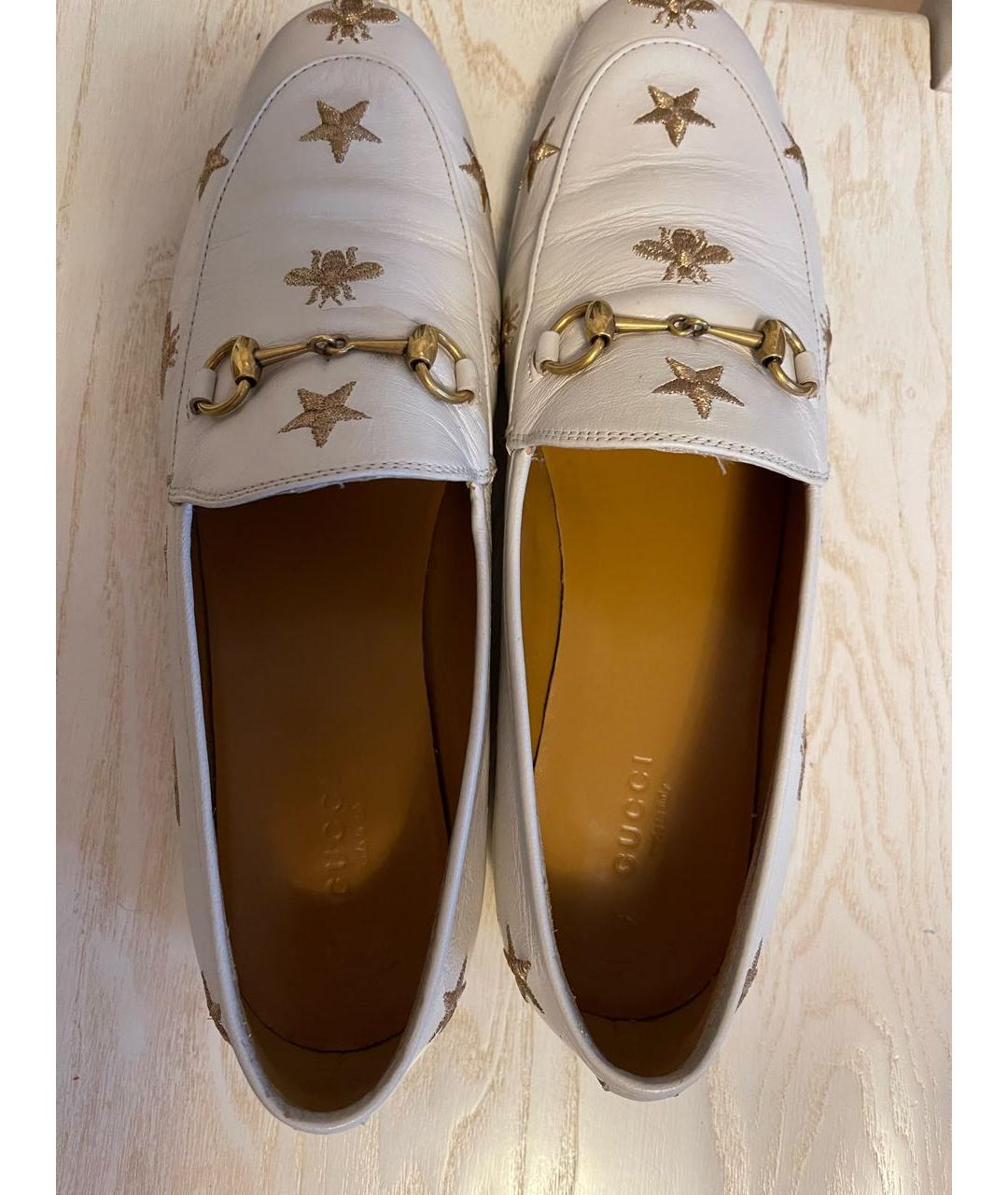 GUCCI Белые кожаные лоферы, фото 3