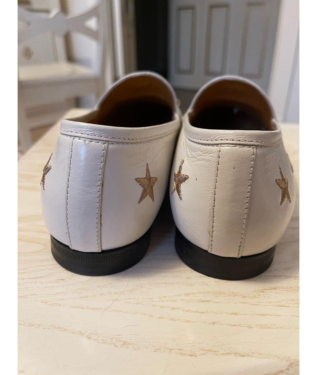 GUCCI Белые кожаные лоферы, фото 4