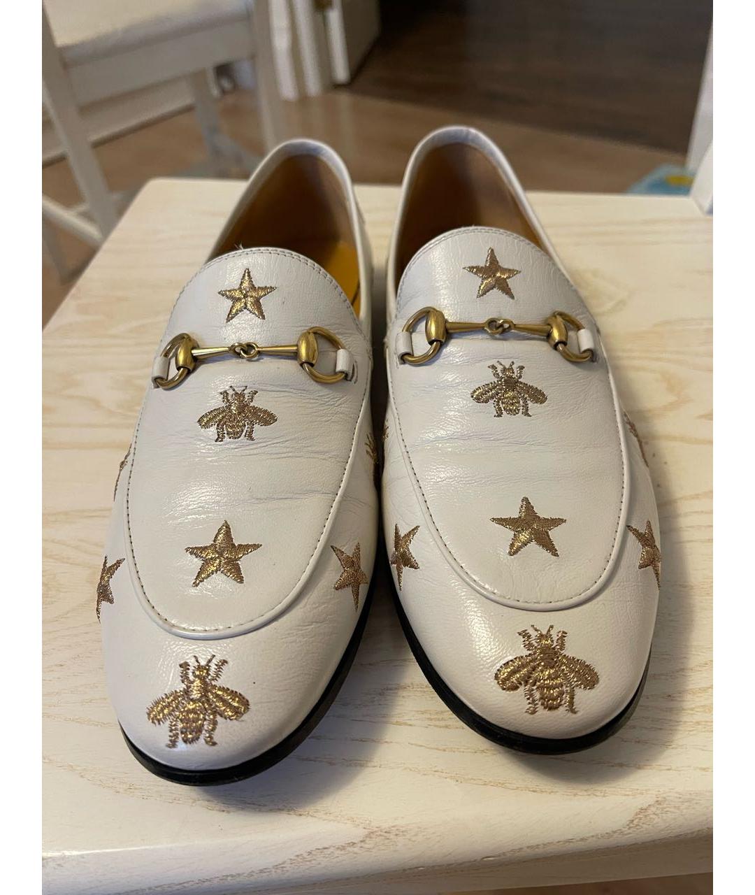 GUCCI Белые кожаные лоферы, фото 2