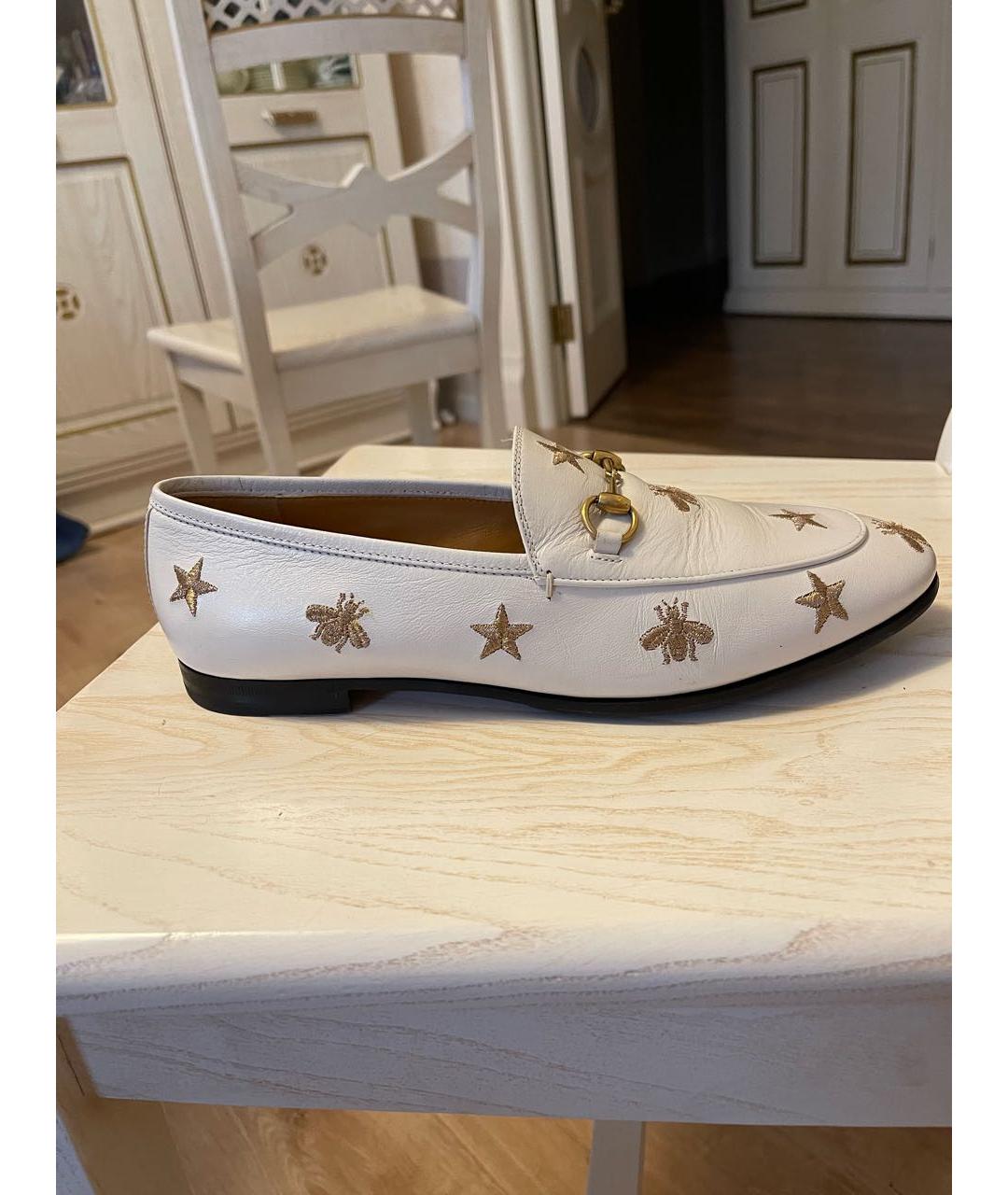 GUCCI Белые кожаные лоферы, фото 6