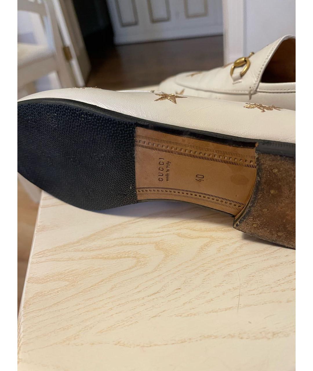 GUCCI Белые кожаные лоферы, фото 5