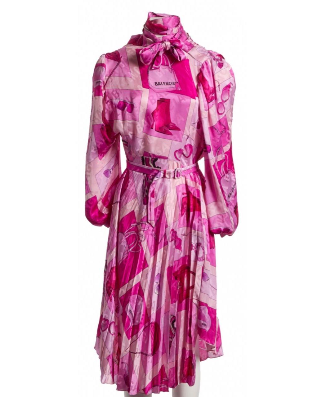 BALENCIAGA Розовое шелковое коктейльное платье, фото 1