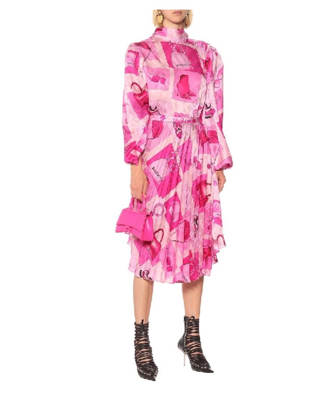 BALENCIAGA Розовое шелковое коктейльное платье, фото 5