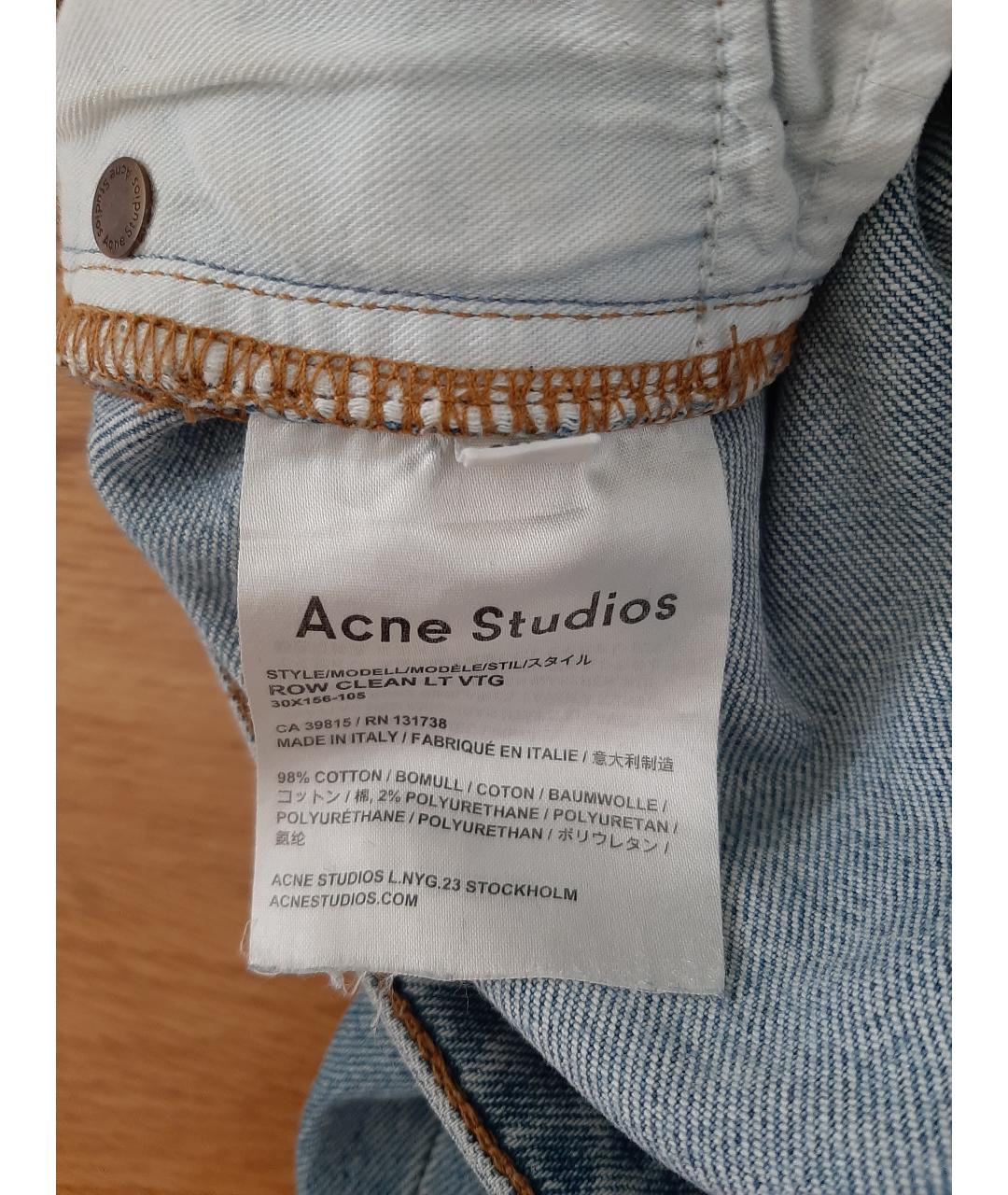ACNE STUDIOS Голубые хлопковые джинсы слим, фото 7