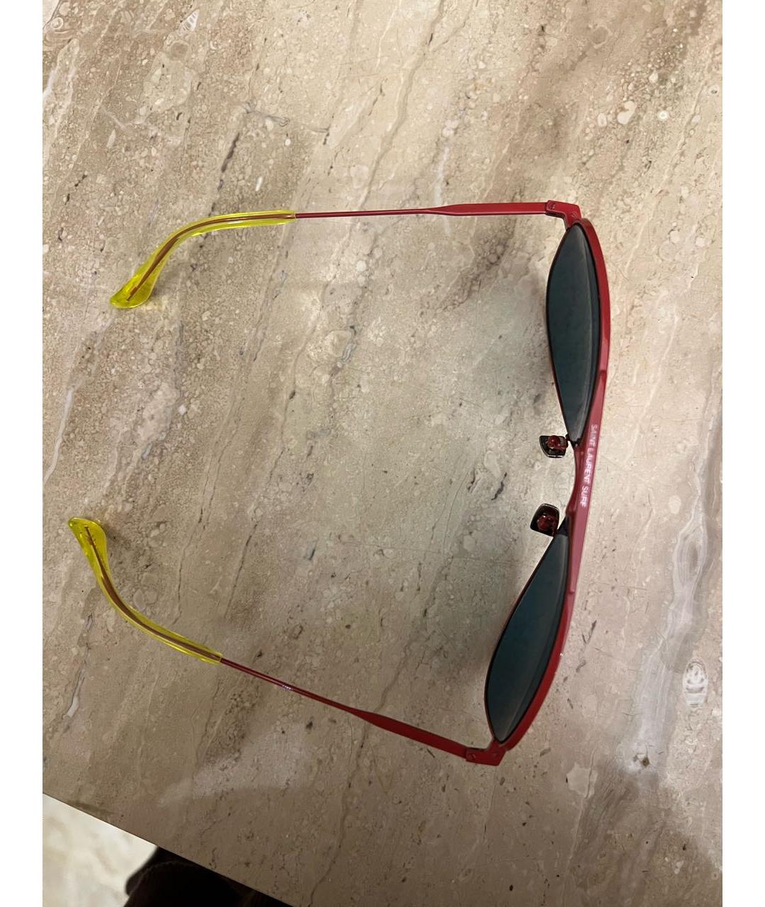 SAINT LAURENT Красные пластиковые солнцезащитные очки, фото 6