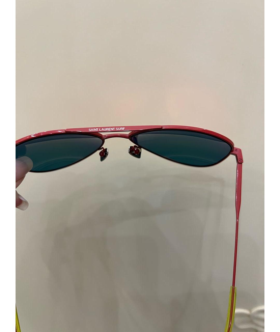 SAINT LAURENT Красные пластиковые солнцезащитные очки, фото 2