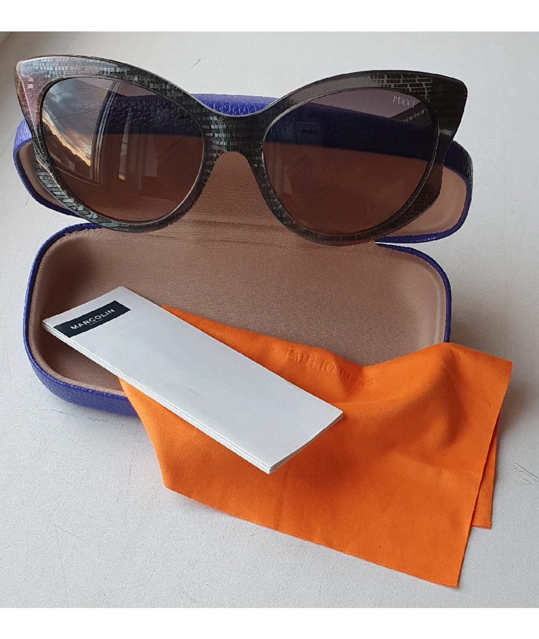 EMILIO PUCCI Серебряные пластиковые солнцезащитные очки, фото 6
