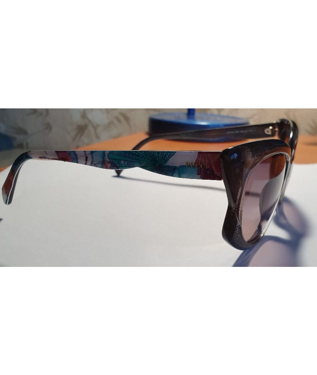 EMILIO PUCCI Серебряные пластиковые солнцезащитные очки, фото 2