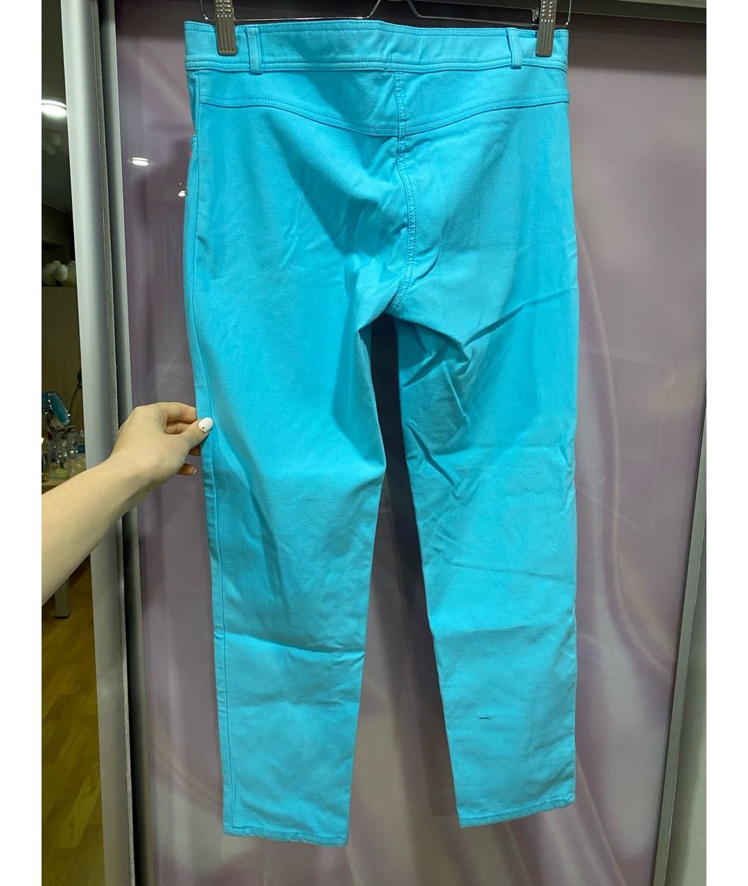 VDP Бирюзовые хлопковые брюки узкие, фото 2