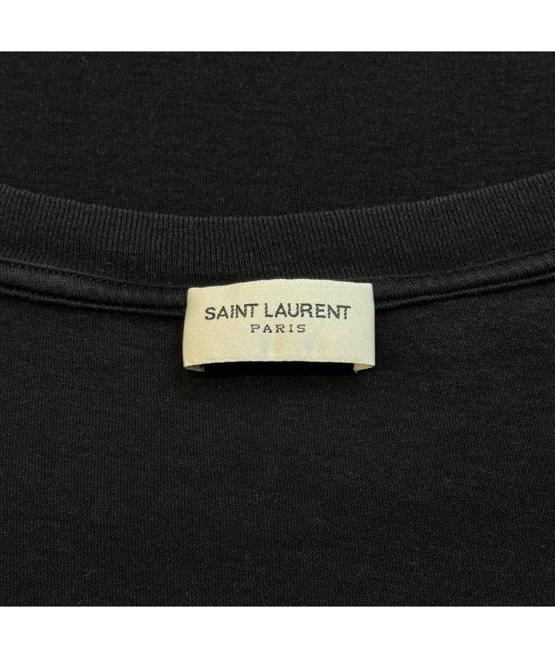 SAINT LAURENT Черная хлопковая футболка, фото 5