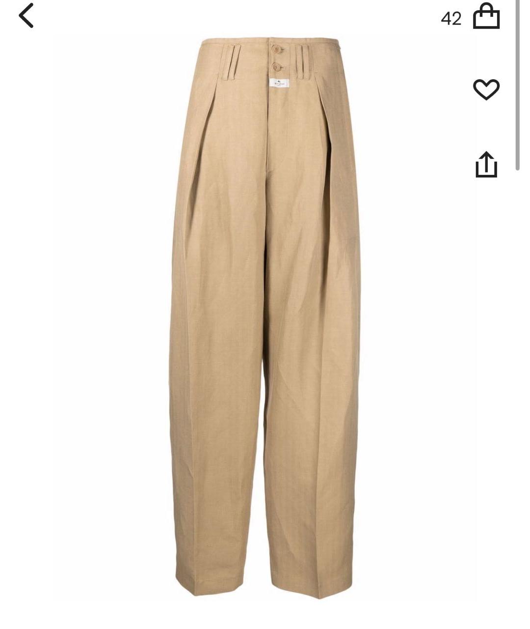 ETRO Бежевые хлопковые брюки широкие, фото 6