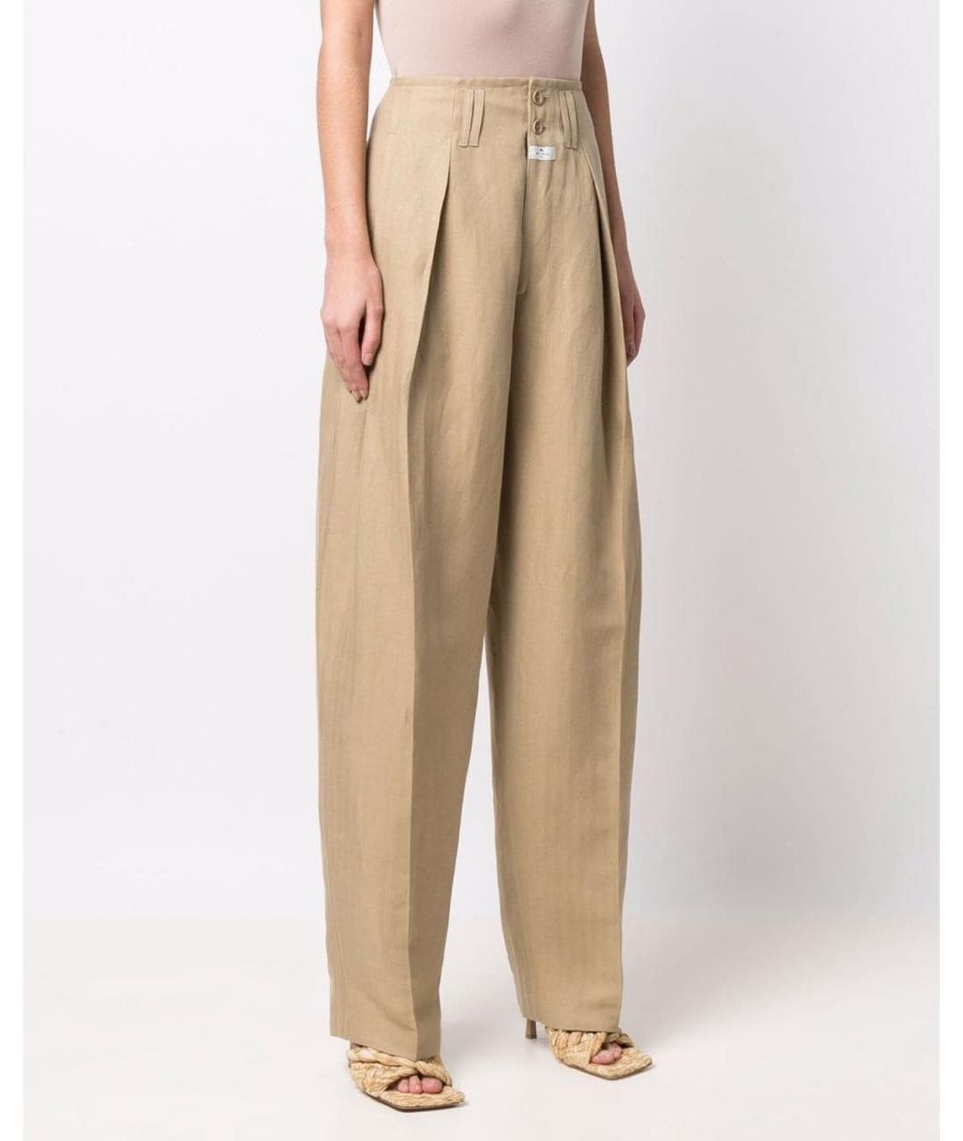 ETRO Бежевые хлопковые брюки широкие, фото 3