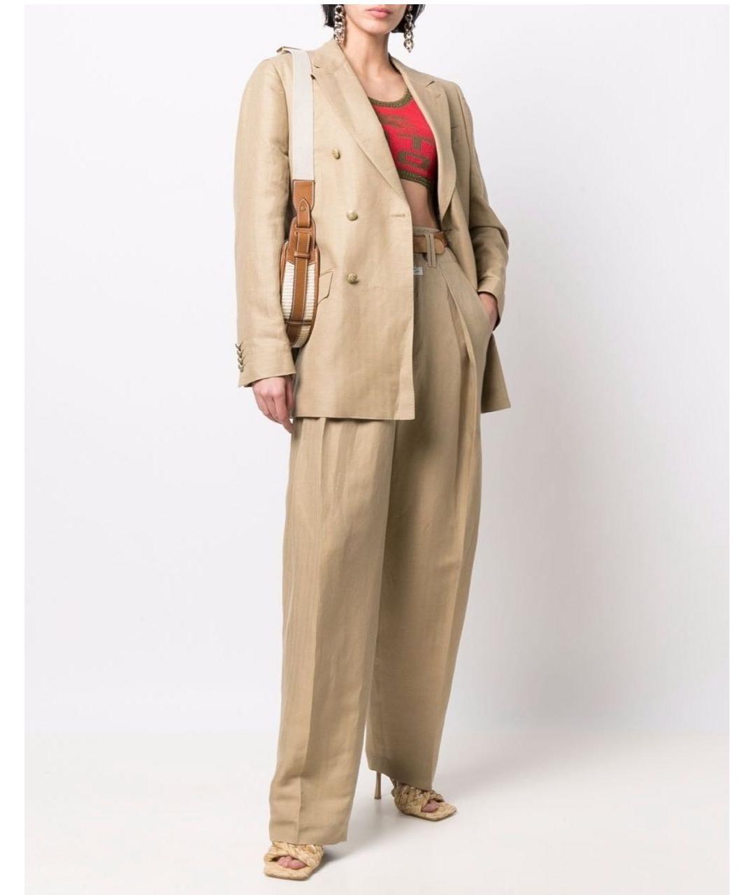 ETRO Бежевые хлопковые брюки широкие, фото 5